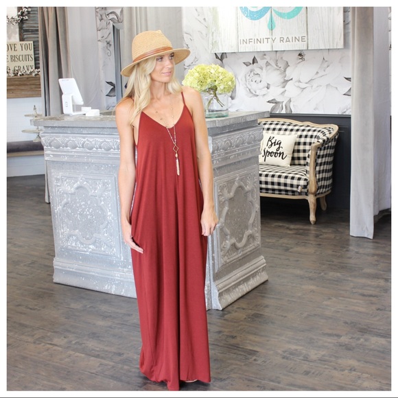 Infinity Raine Dresses & Skirts - ✨LAST ONE✨Brick V-Neck Cami Maxi Dress